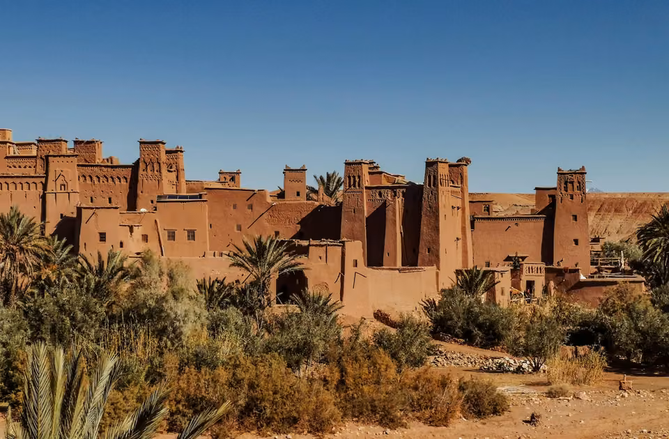 Ouarzazate · High Atlas range · Erg Chebbi dunes · Errachidia